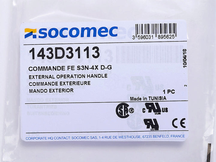 Socomec 143D3113 - Switch Handle Accessory for PLP Frames (5 lb Industrial-Grade)