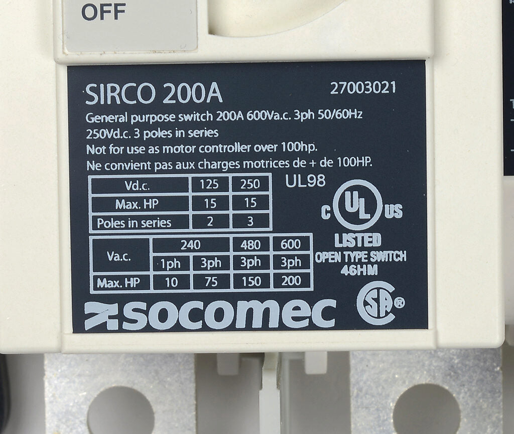 Socomec 27003021 - Disconnect Switch 690V AC 125A (IEC 60947-3 Compliant)