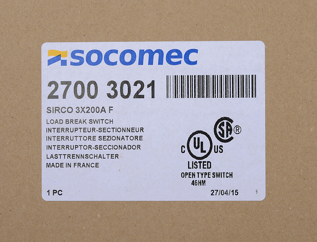 Socomec 27003021 - Disconnect Switch 690V AC 125A (IEC 60947-3 Compliant)