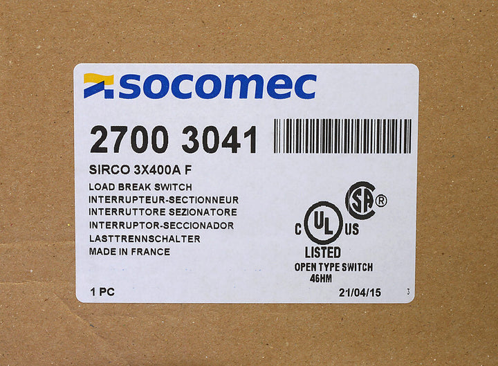 Socomec 27003041 - Disconnect Switch 690V AC 125A (PLP Frame Compatible)