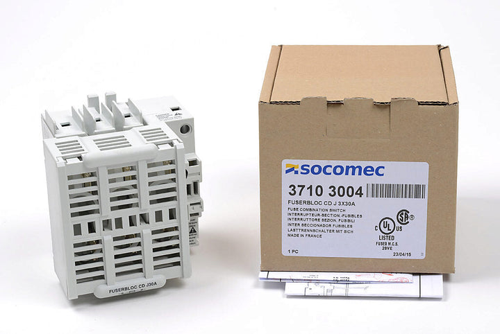 Socomec 37103004 - Fusible Disconnect Switch 600V/30A (3-Pole, Class J)