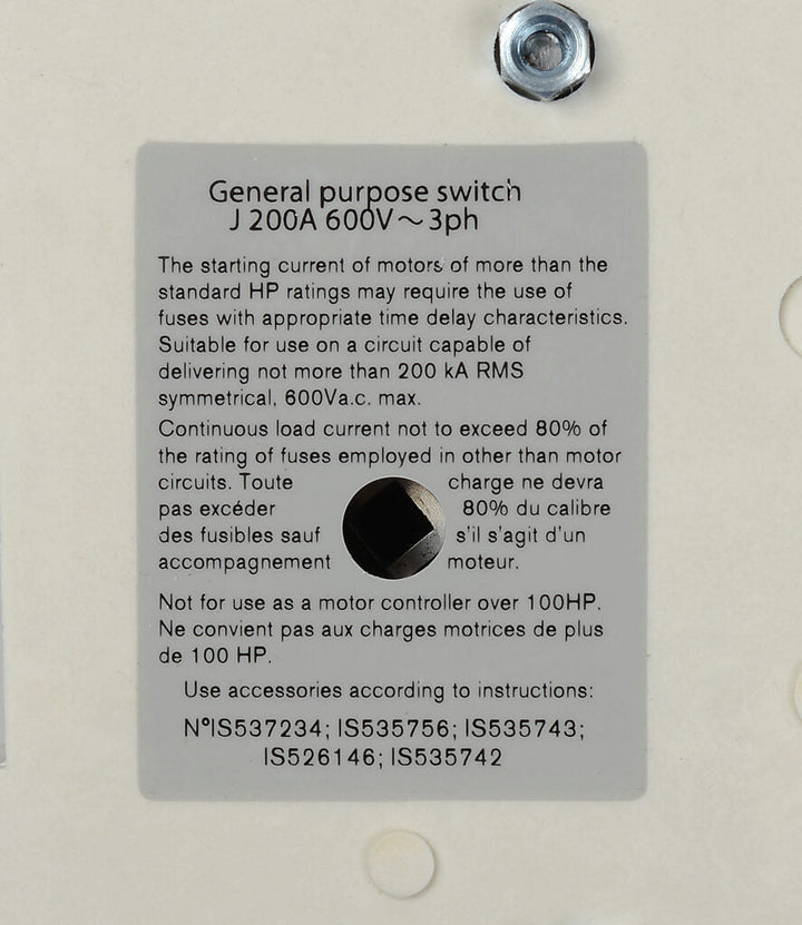 Socomec 38613020 - Disconnect Switch 600V AC (PLP Frame Compatible)