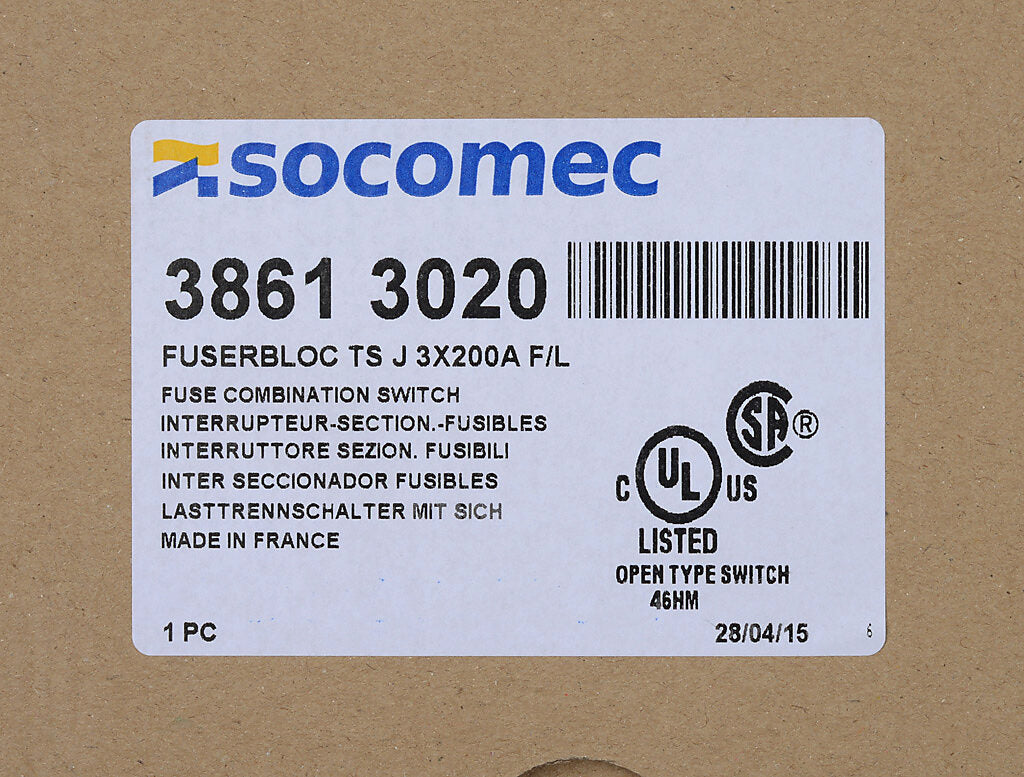 Socomec 38613020 - Disconnect Switch 600V AC (PLP Frame Compatible)