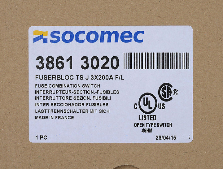 Socomec 38613020 - Disconnect Switch 600V AC (PLP Frame Compatible)