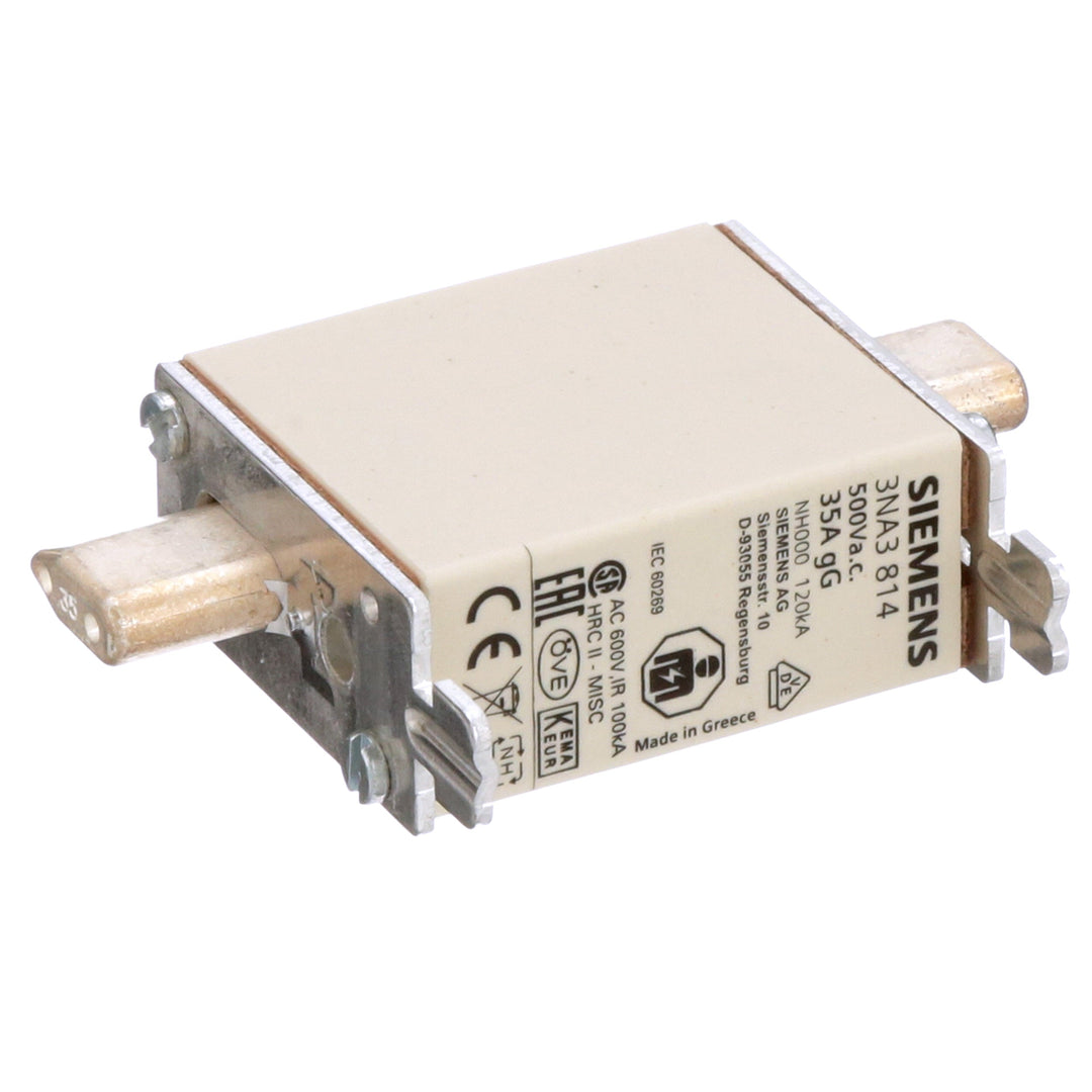Siemens 3NA3814 - NH00 Fuse 500V 35A (IEC 60269 Compliant)