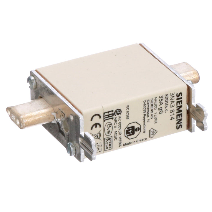 Siemens 3NA3814 - NH00 Fuse 500V 35A (IEC 60269 Compliant)
