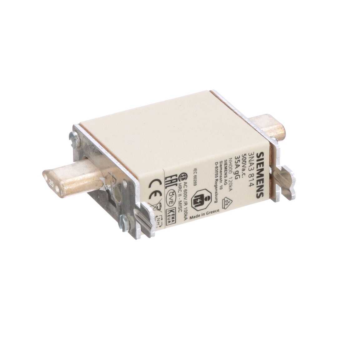 Siemens 3NA3814 - NH00 Fuse 500V 35A (IEC 60269 Compliant)