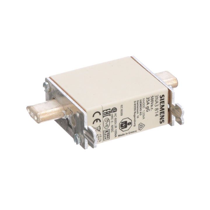Siemens 3NA3814 - NH00 Fuse 500V 35A (IEC 60269 Compliant)