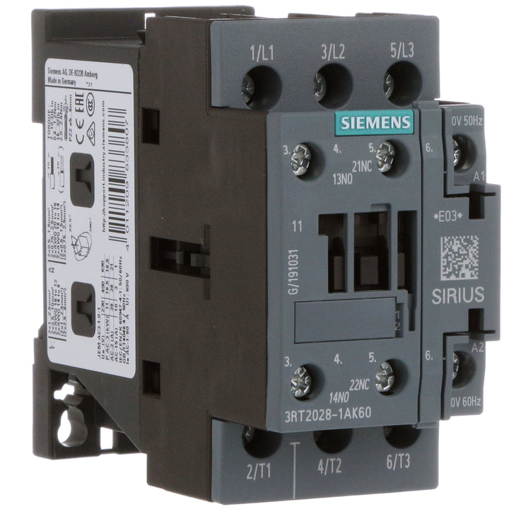 Siemens 3RT20281AK60 - Contactor 60 Hz Motor Control