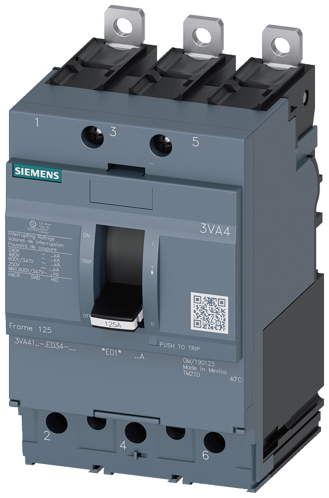 Siemens 3VA4150-4ED34-0AA0 - Molded Case 50A 600V (3-Pole Thermal Magnetic)