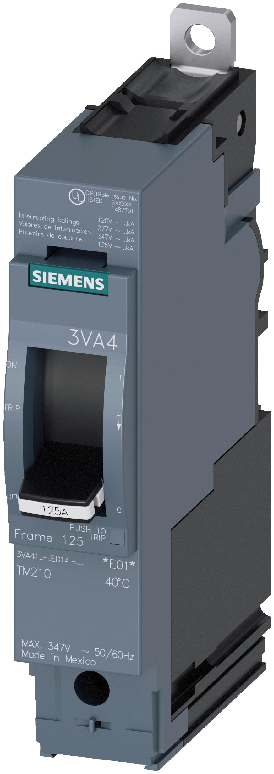 Siemens 3VA41205ED140AA0 - Molded Case Breaker 600V 125A