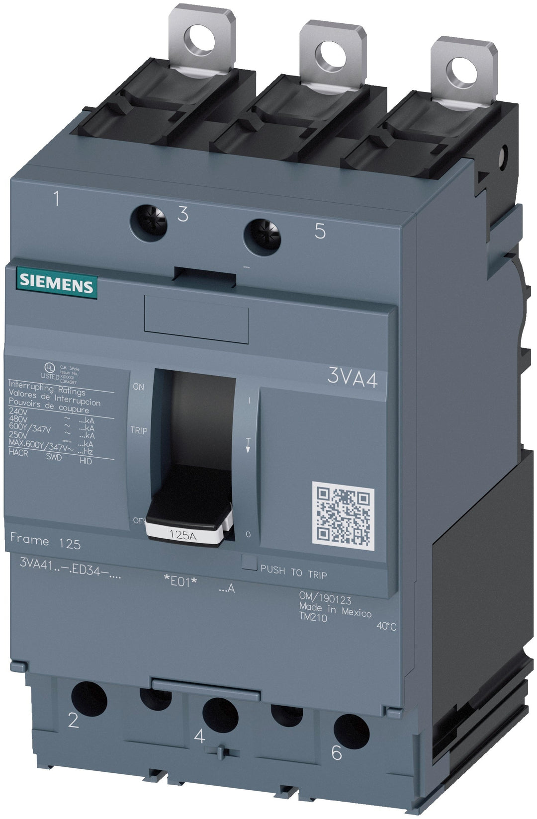 Siemens 3VA41306ED340AA0 - Molded Case 125A 600V (UL Listed)