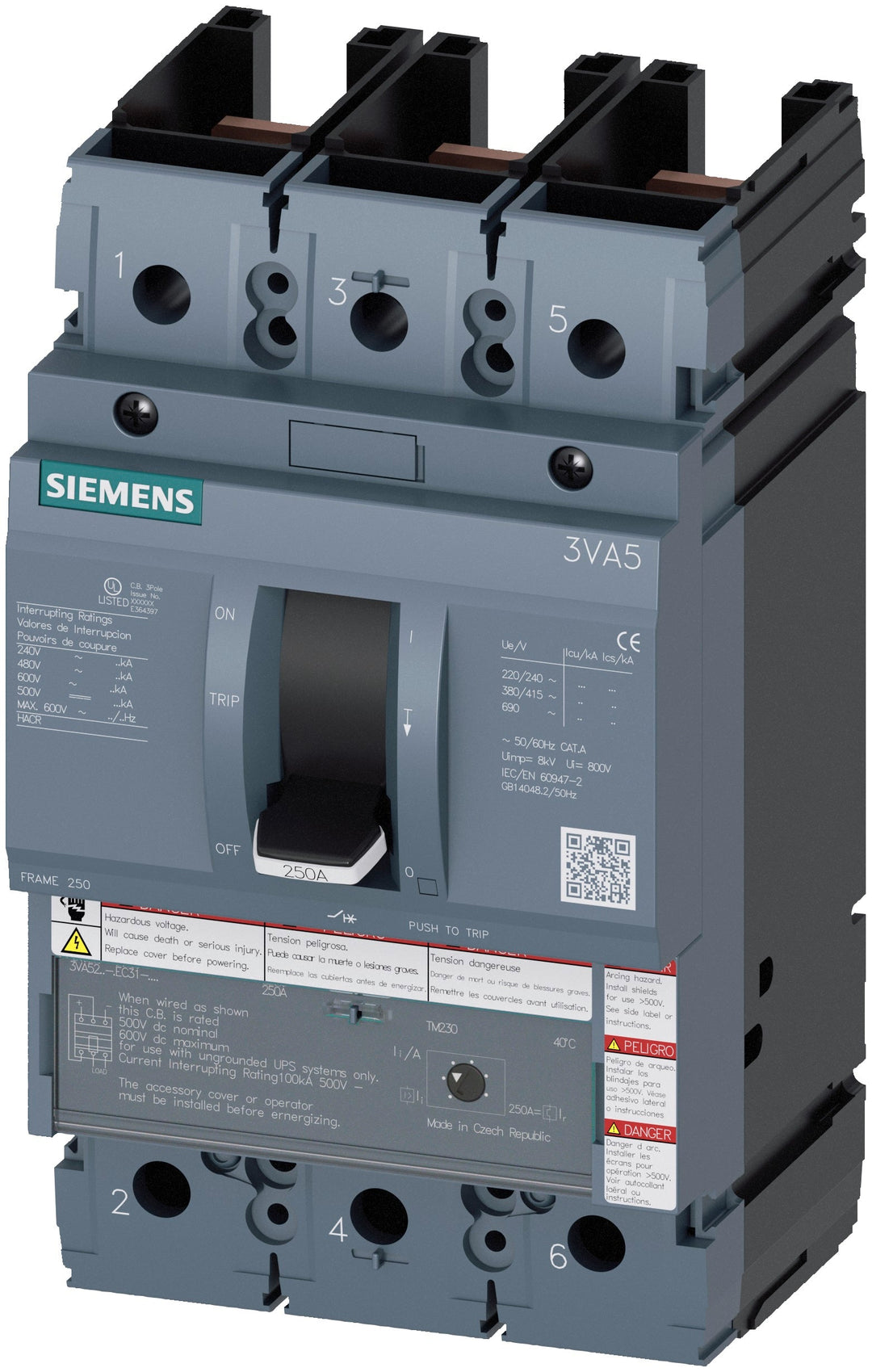 Siemens 3VA5217-5EF31-0AA0 - Molded Case Breaker 175A 480V 3-Pole