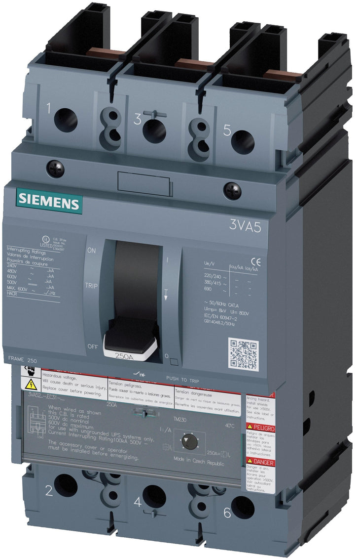 Siemens 3VA5217-5EF31-0AA0 - Molded Case Breaker 175A 480V 3-Pole