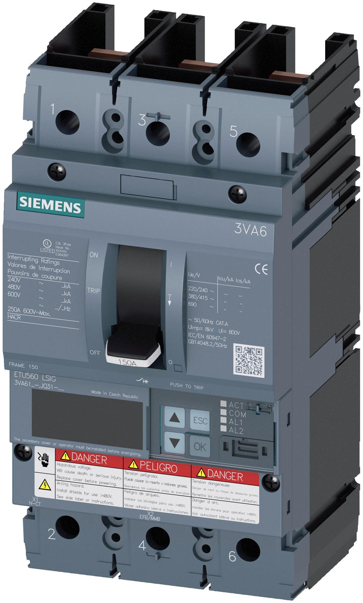 Siemens 3VA61407JQ310AA0 - Molded Case Circuit Breaker, UL Listed