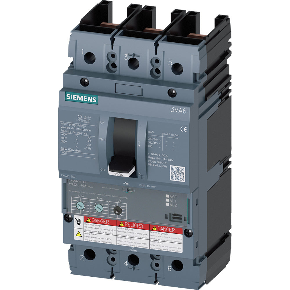 Siemens 3VA6210-6HL31-0AA0 - Molded Case 100A 600V 3-Pole