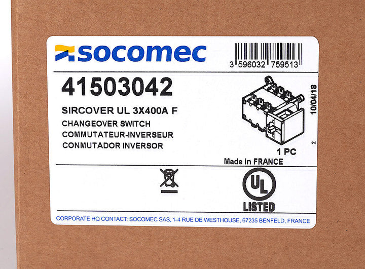 Socomec 41503042 - Manual Transfer Switch PLP Frame Compatible (IEC 60947 Compliant)