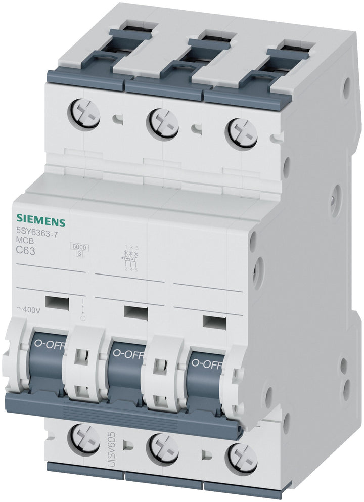 Siemens 5SY63637 - Miniature Circuit Breaker 63A 400V AC