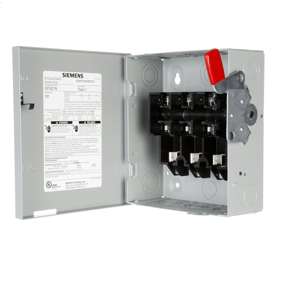 Siemens GF321N - Fusible Safety Switch 3P 30A (100kA@240V AIC)