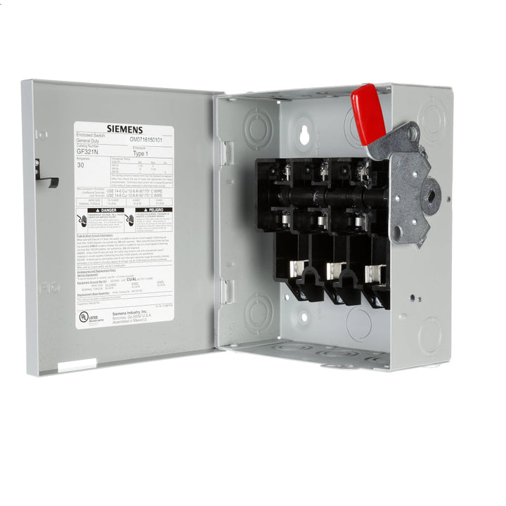 Siemens GF321N - Fusible Safety Switch 3P 30A (100kA@240V AIC)