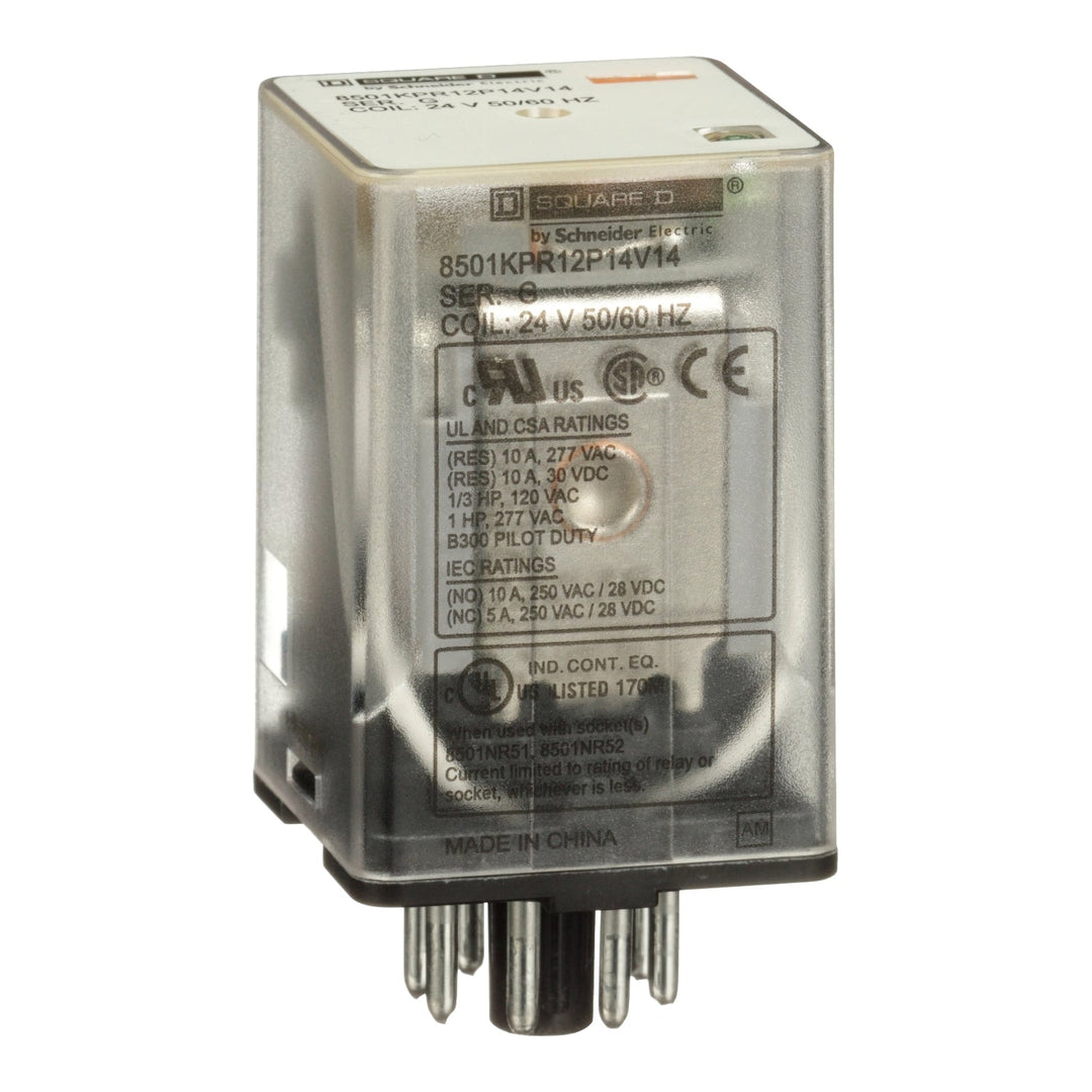Square D 8501KPR12P14V14 - General Purpose Relay 120V AC 10A DPDT