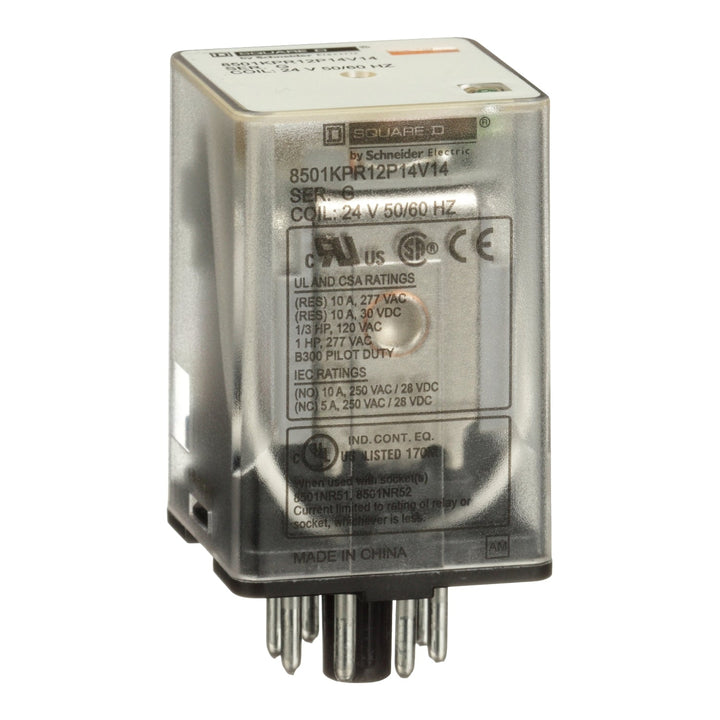 Square D 8501KPR12P14V14 - General Purpose Relay 120V AC 10A DPDT