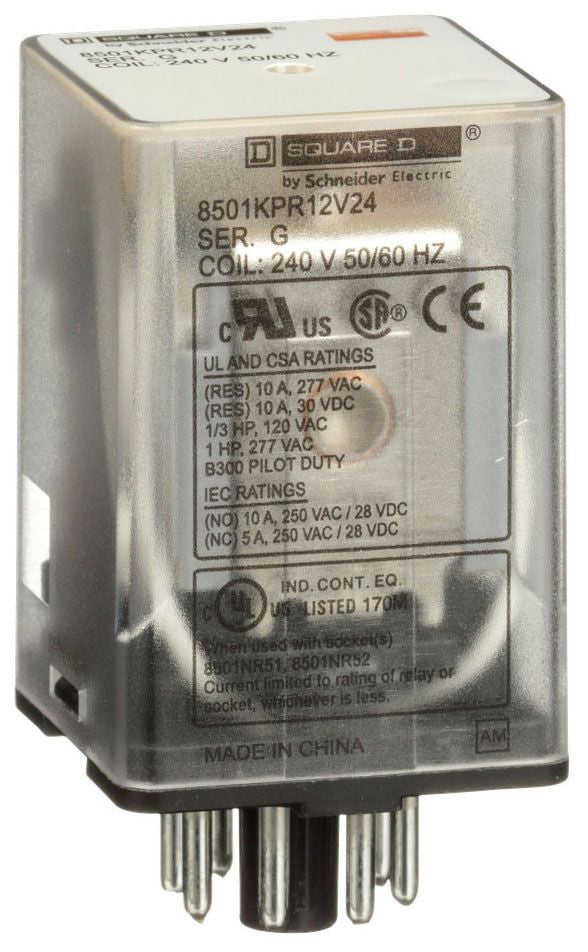 Square D 8501KPR12V24 - Control Relay 12V DC 24V AC/DC 10A