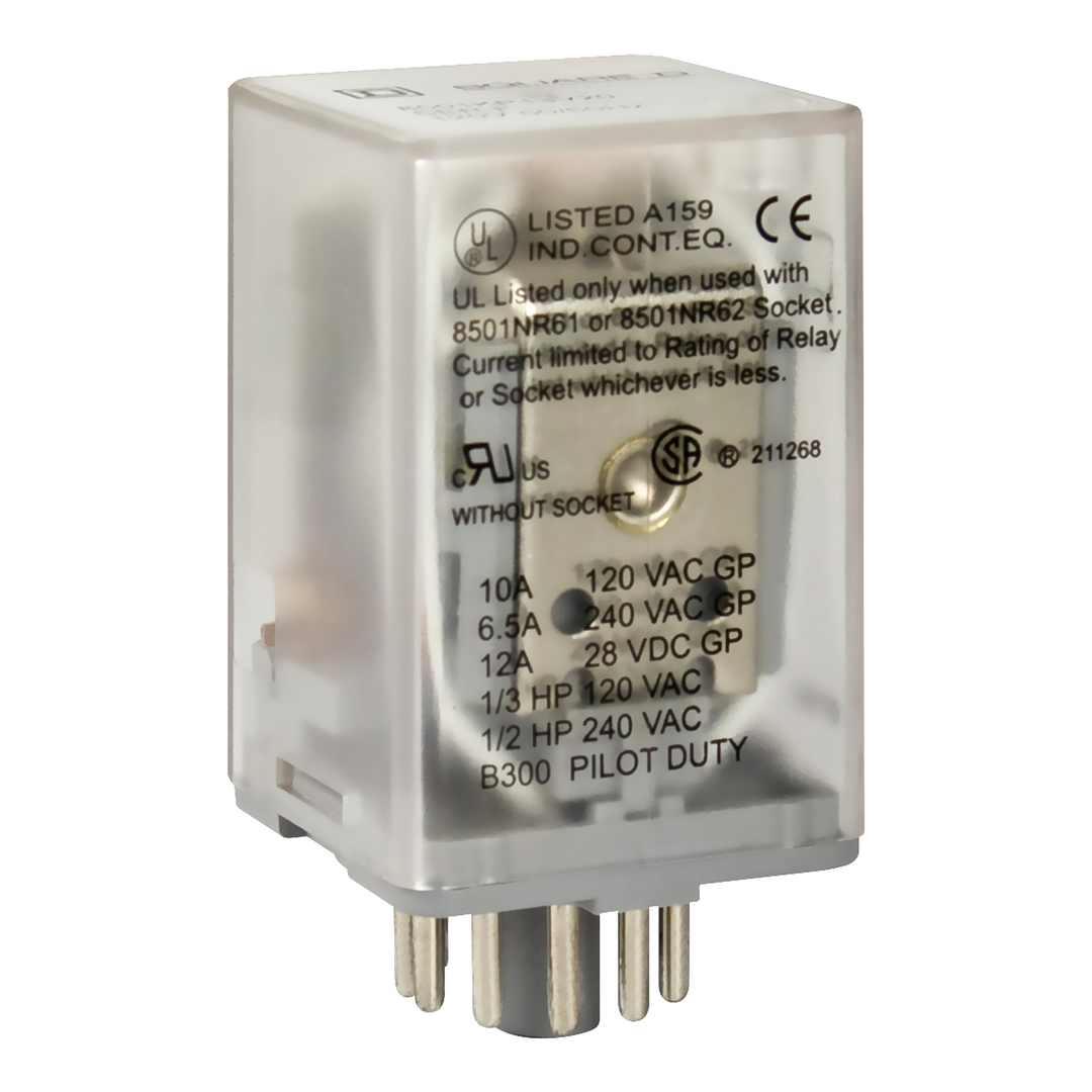 Square D 8501KPD12V60 - Type K Relay 12V DC 60A
