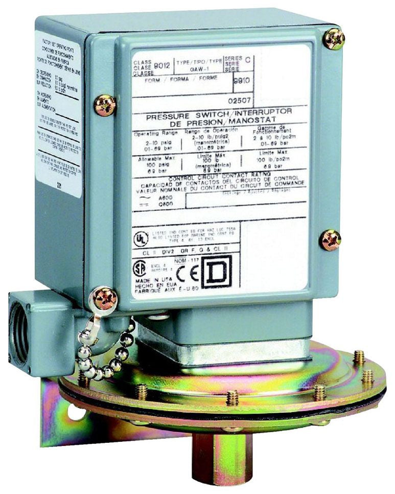 Telemecanique 9012GAW1Z - Pressure Switch, 120VAC