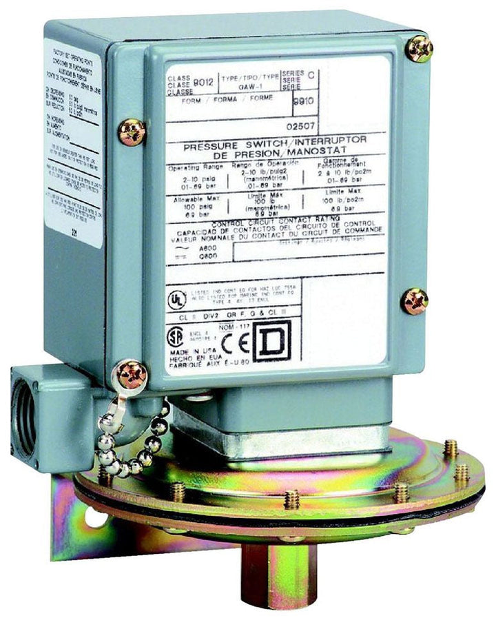 Telemecanique 9012GAW1Z - Pressure Switch, 120VAC