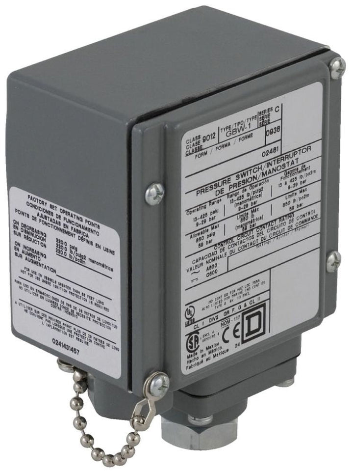 Telemecanique 9012GBW21 - Pressure Switch 5.45x3.5x2.63 in