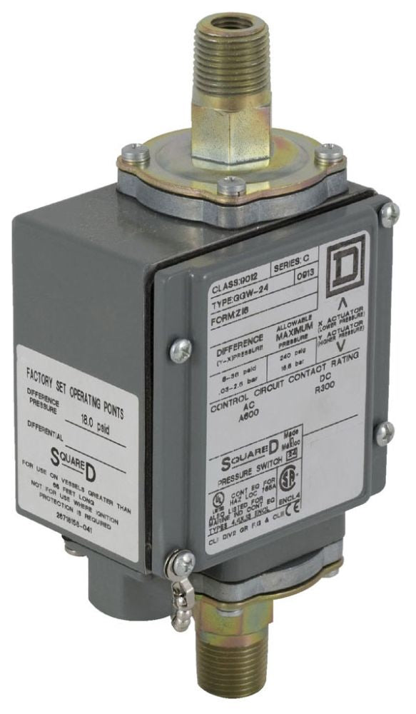Telemecanique 9012GGW4 - Pressure Switch, 5.19 lb, CE, RoHS, UL 508
