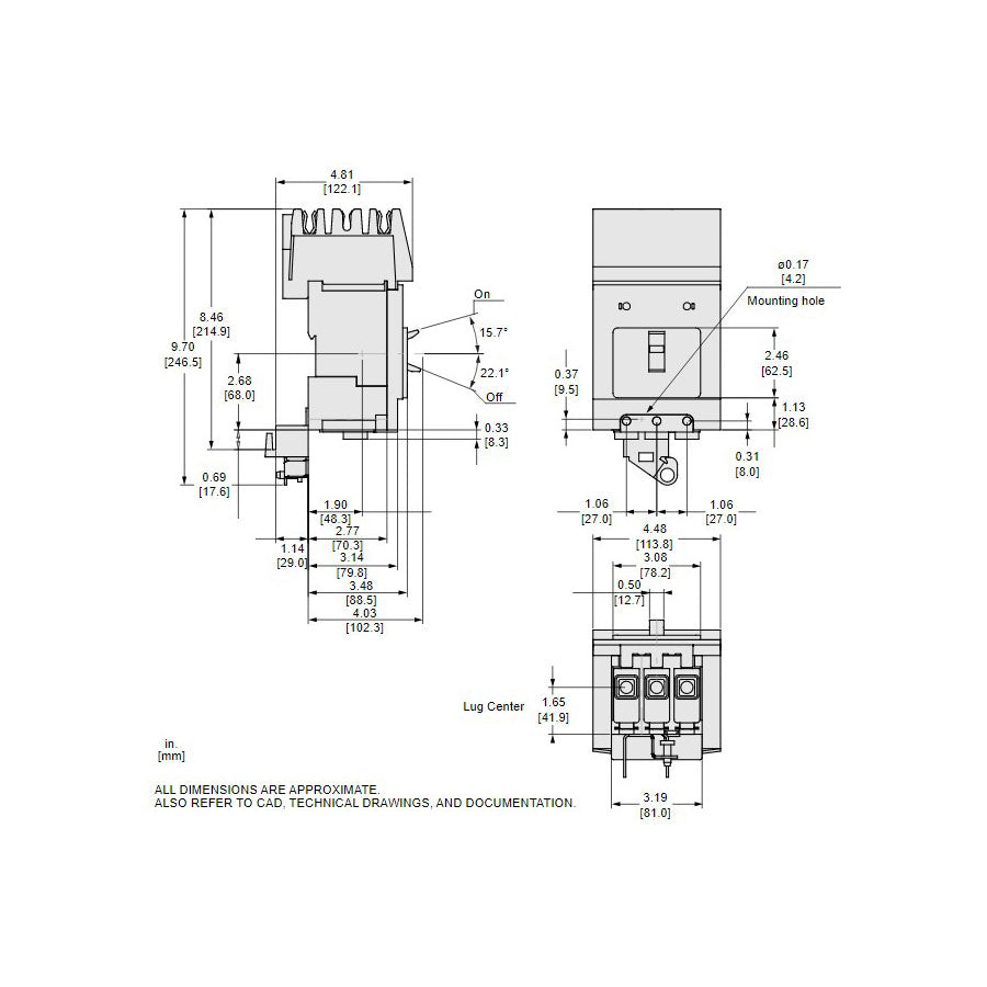 Square D BDA36125 - Molded Case Circuit Breaker 125A 600V 3P