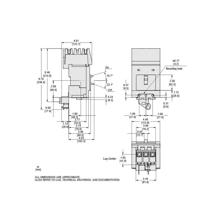 Square D BGA36060 - Molded Case Circuit Breaker 60A 600V 3-Pole