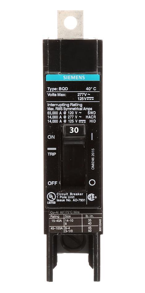 Siemens BQD130 - Molded Case Breaker 30A 277V 1-Pole