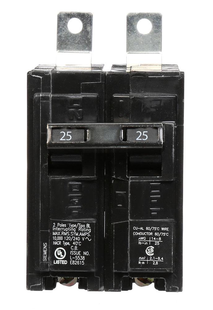 Siemens B225 - 25A 2-Pole Bolt-On Circuit Breaker