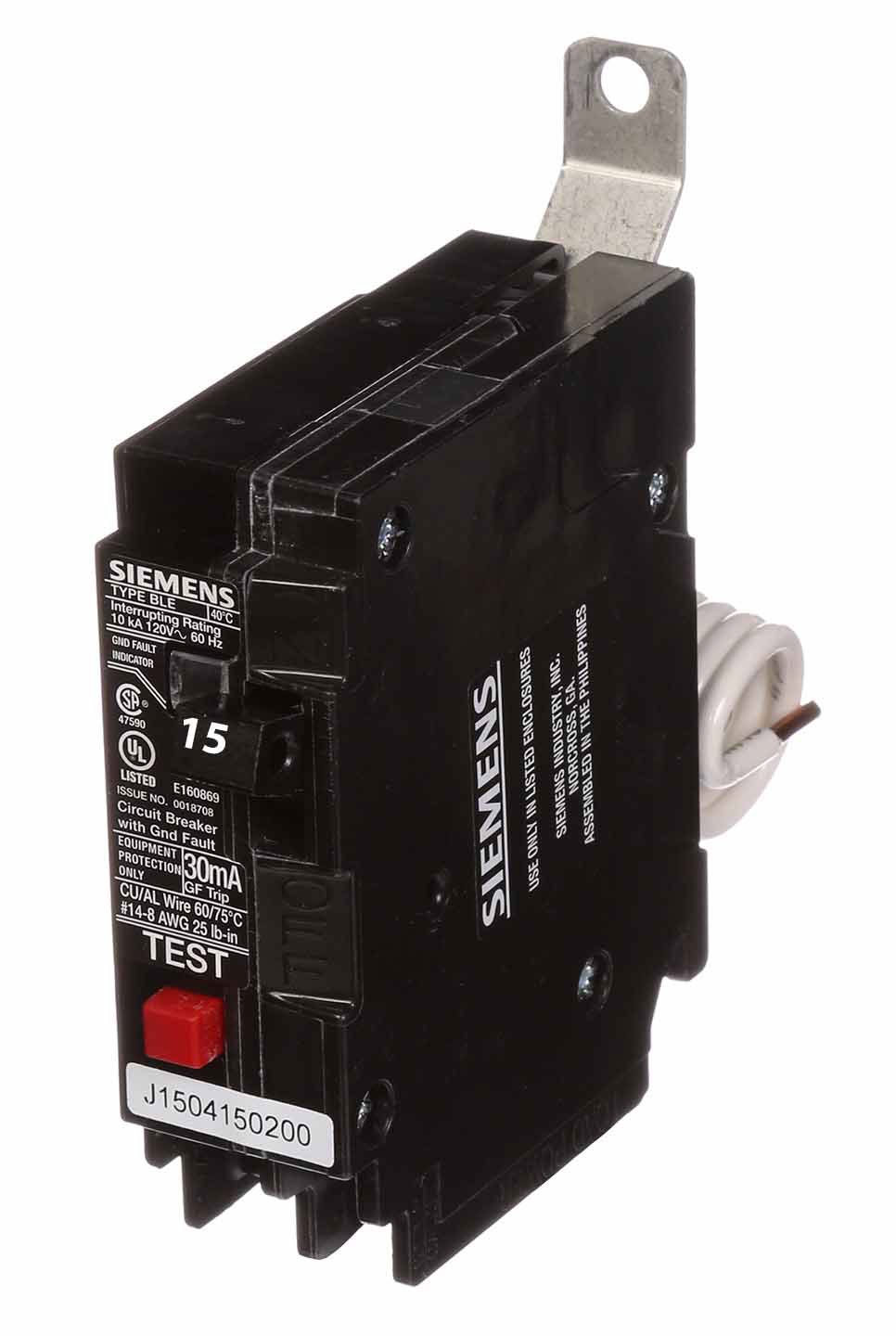 Siemens BE115H - Molded Case Circuit Breaker 15A 1P 120V