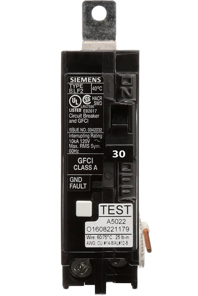 Siemens BF130A - GFCI Breaker 30A 1-Pole (10kA AIC)