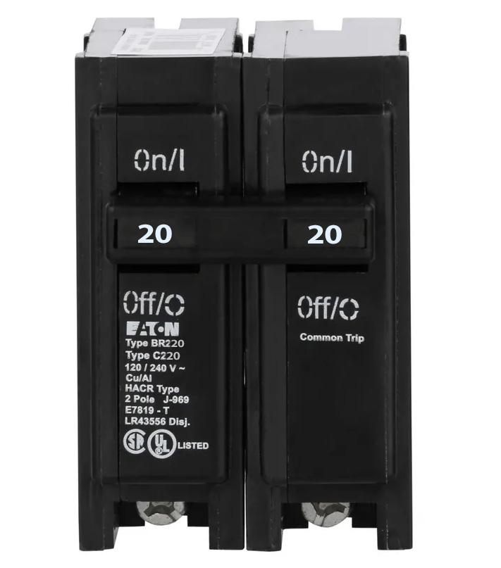 Cutler Hammer BR220 - 2-Pole 20A Circuit Breaker (10kA AIC)