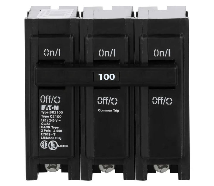 Cutler Hammer BR3100 - 3-Pole Thermal Magnetic Breaker (100A, 240V)