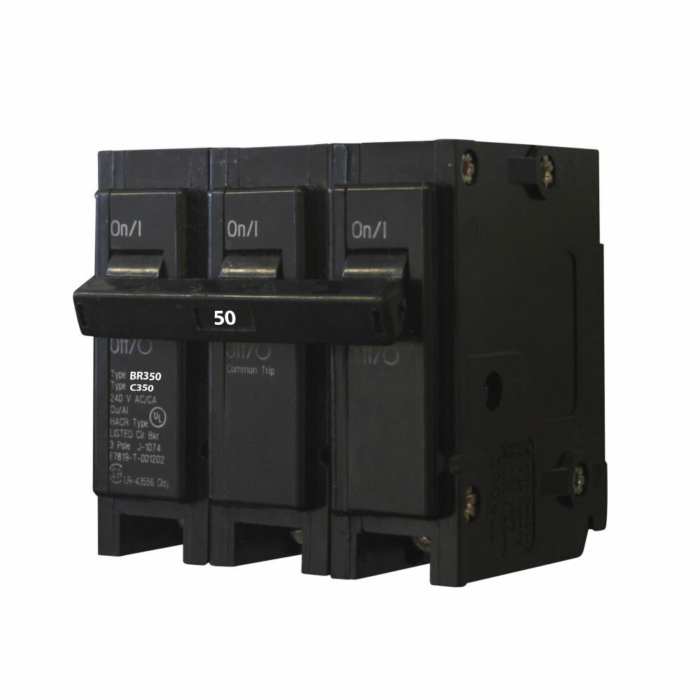 Cutler Hammer BR350 - 3-Pole Thermal Magnetic Breaker (50A, 240V)