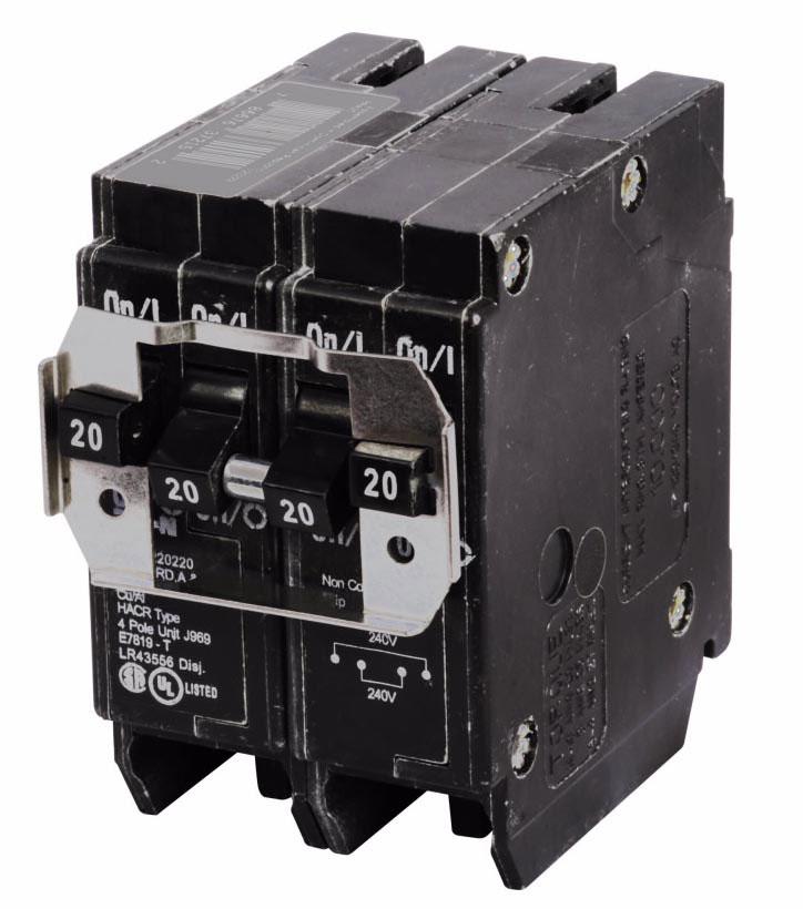 Eaton BR420 - 4-Pole Thermal Magnetic Circuit Breaker 20A 240V