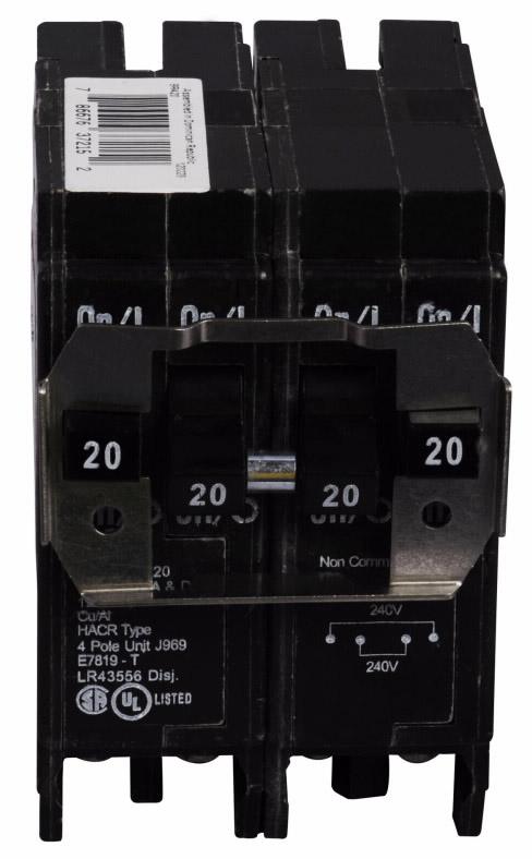 Eaton BR420 - 4-Pole Thermal Magnetic Circuit Breaker 20A 240V