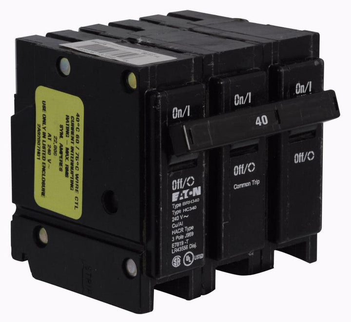 Cutler Hammer BRH340 - 3-Pole 40A Circuit Breaker (22kA AIC)