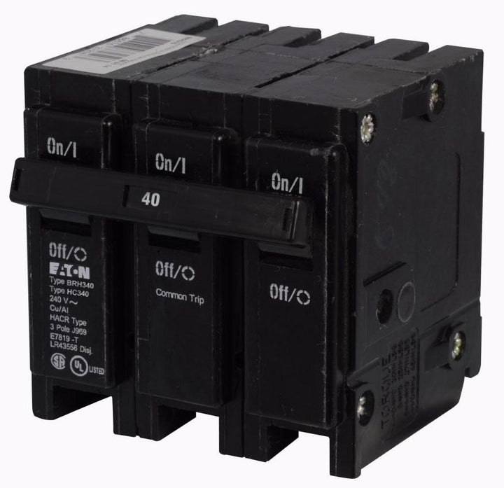 Cutler Hammer BRH340 - 3-Pole 40A Circuit Breaker (22kA AIC)