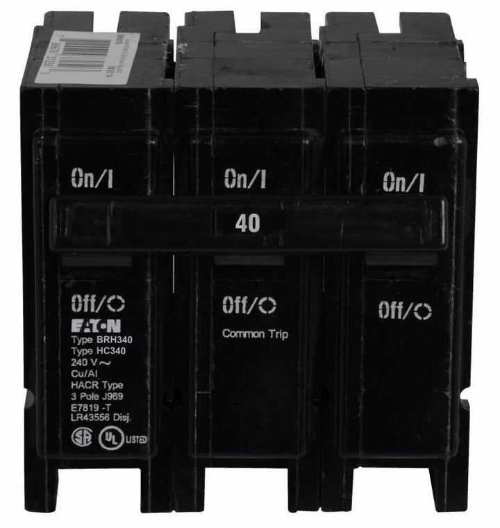 Cutler Hammer BRH340 - 3-Pole 40A Circuit Breaker (22kA AIC)