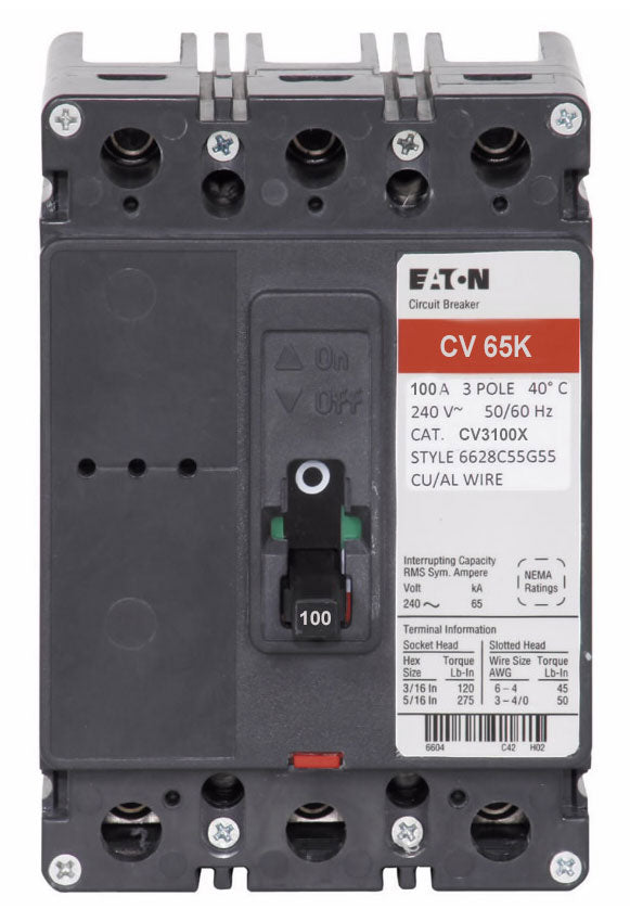 Cutler Hammer CV3100X - 3-Pole Molded Case Breaker (100A, 240V)