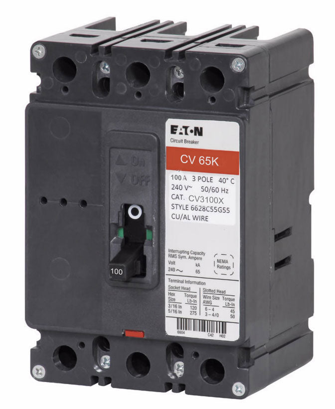 Cutler Hammer CV3100X - 3-Pole Molded Case Breaker (100A, 240V)