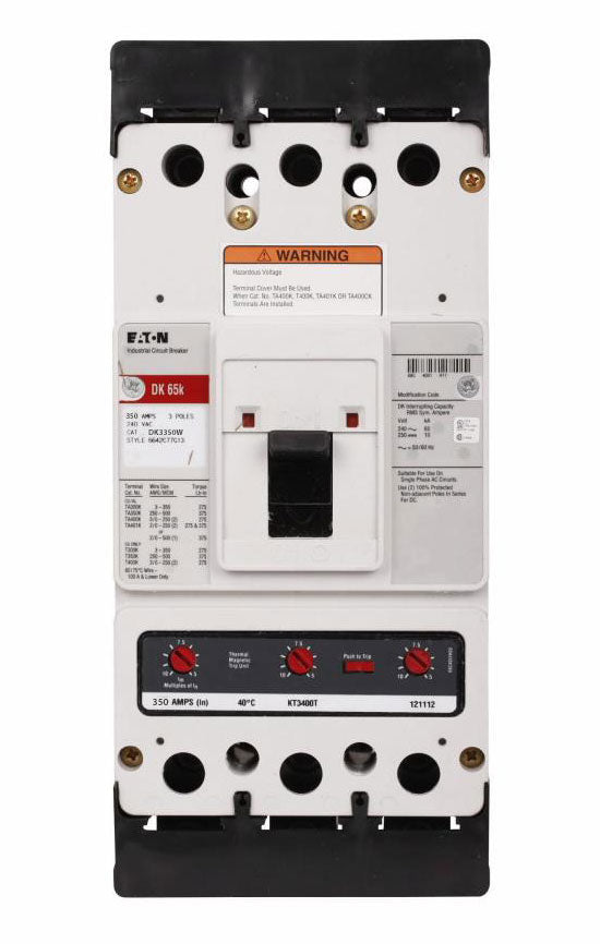 Eaton DK3350W - 3-Pole Molded Case Breaker, 350A 240V