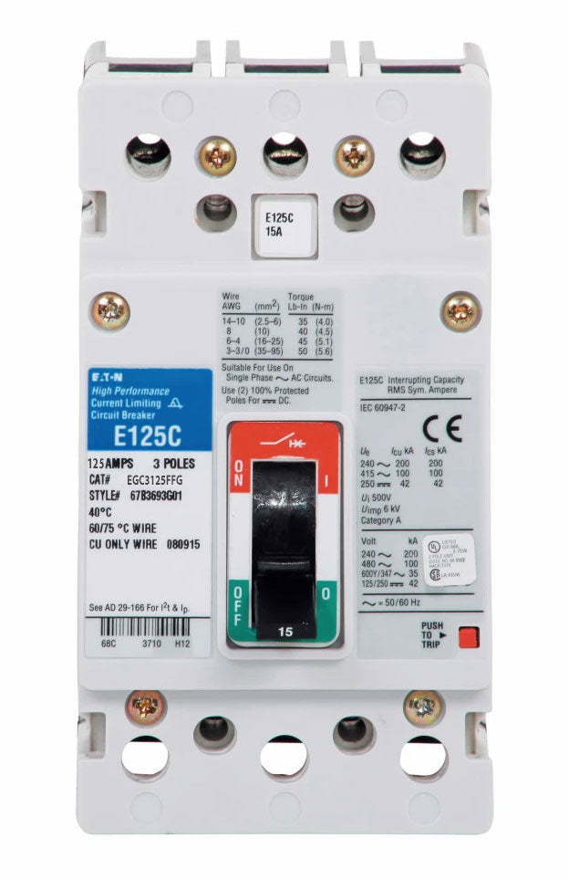 Cutler Hammer EGC3125FFG - 3-Pole Circuit Breaker 125A 600V